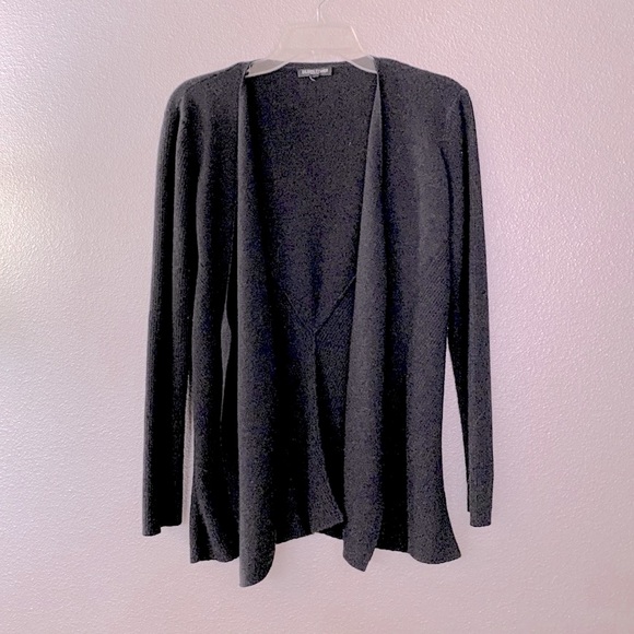 🍄$14 sale🍄🍄. EILEEN FISHER waterfall open cardigan black - Picture 1 of 10